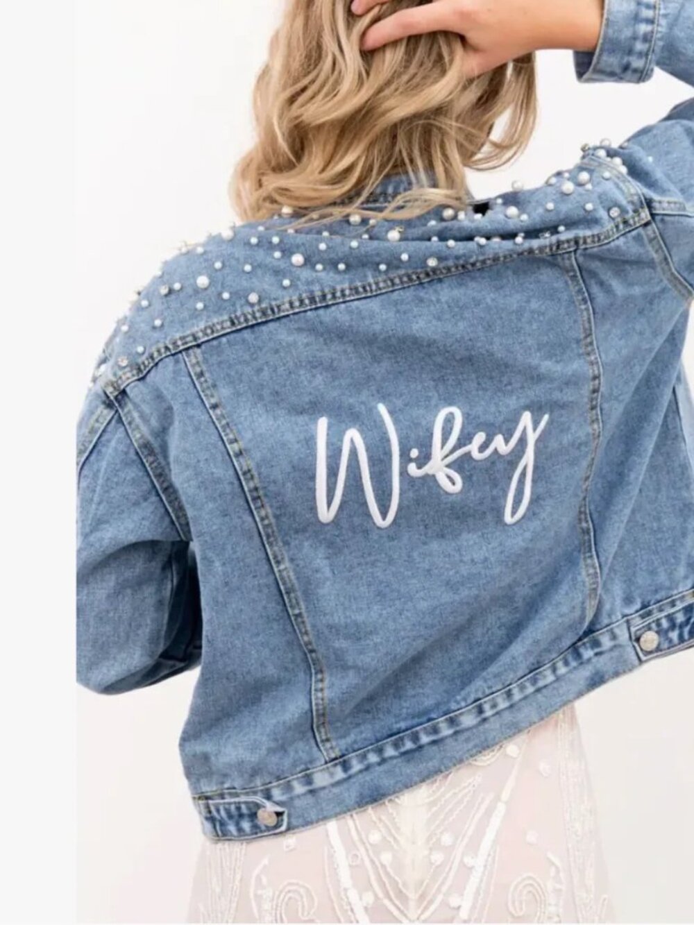 Pearl and Rhinestone Denim Jacket
